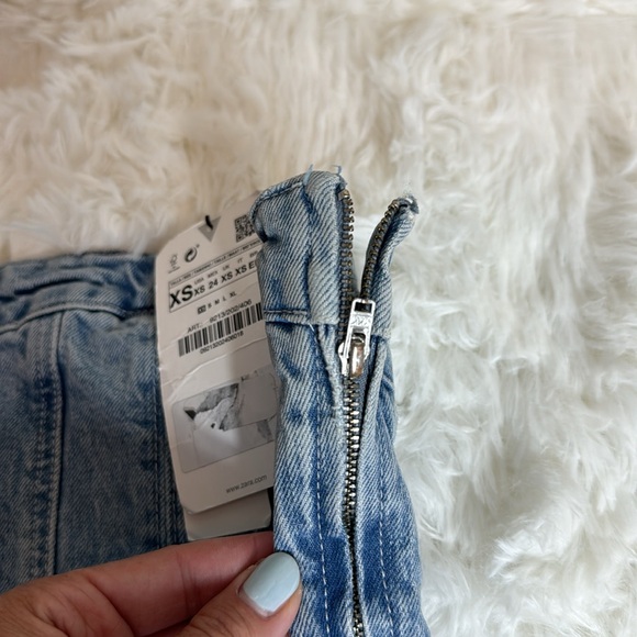 Zara DENIM MINI JEAN STRAPLESS BANDEAU DRESS-New-XS - Picture 5 of 10